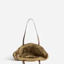 Sac à main beige tressé