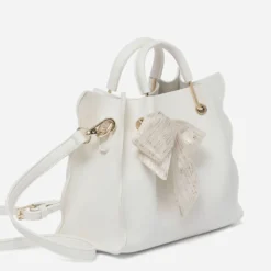 Sac à main blanc à ruban or