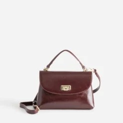 Sac à main bordeaux fermoir clip