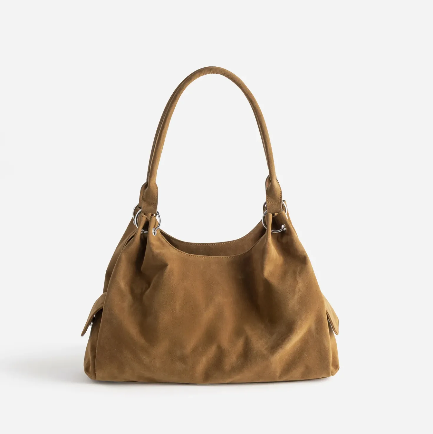 Sac à main camel suédé décor clous