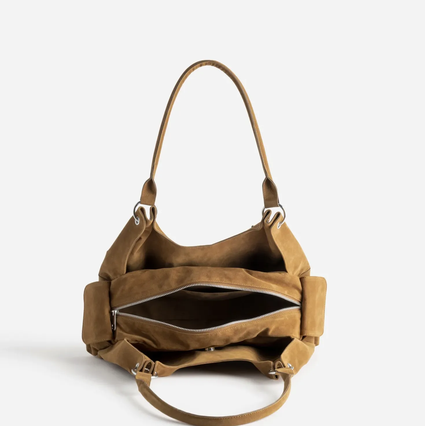 Sac à main camel suédé décor clous