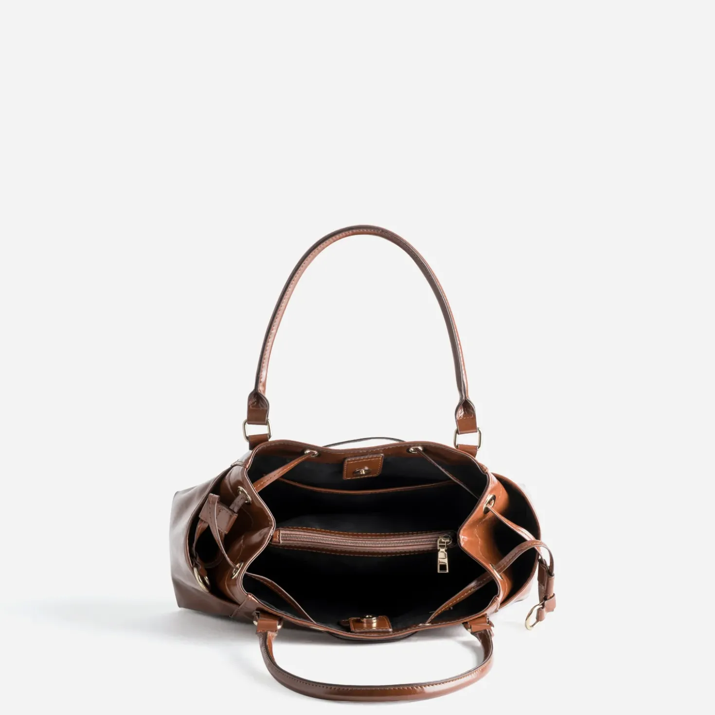 Sac à main cognac volume modulable