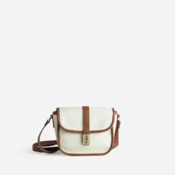 Sac à main écru bordures camel