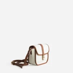 Sac à main écru bordures camel