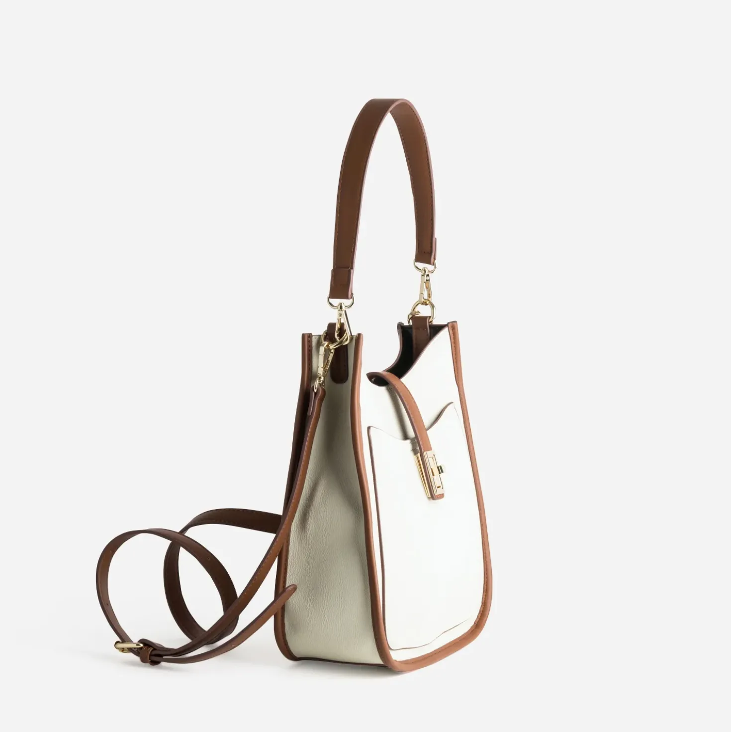 Sac à main écru bordures camel