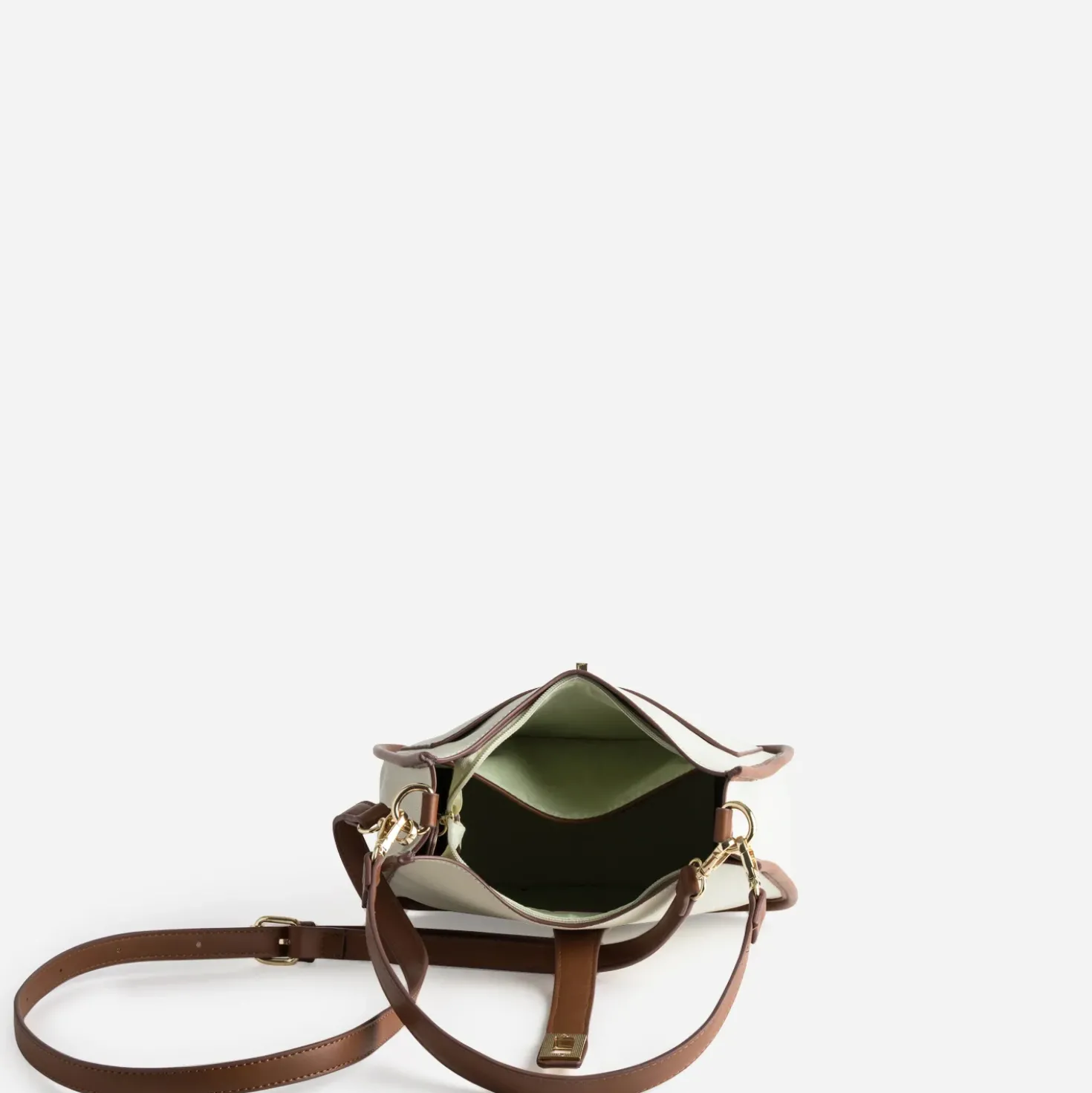 Sac à main écru bordures camel