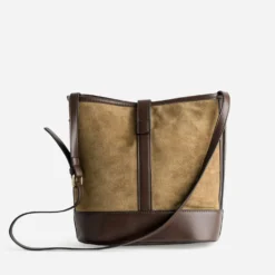 Sac à main marron bi-matière