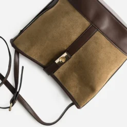 Sac à main marron bi-matière