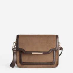 Sac à main marron bi-matière
