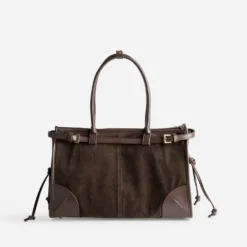 Sac à main marron bi-matière