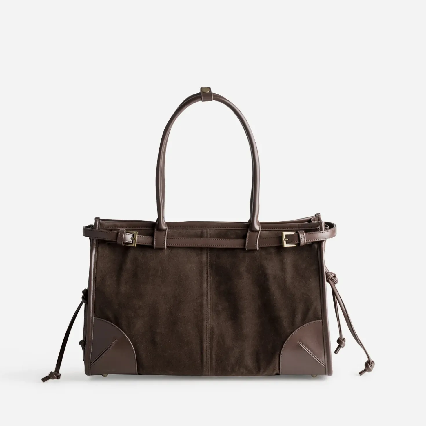 Sac à main marron bi-matière