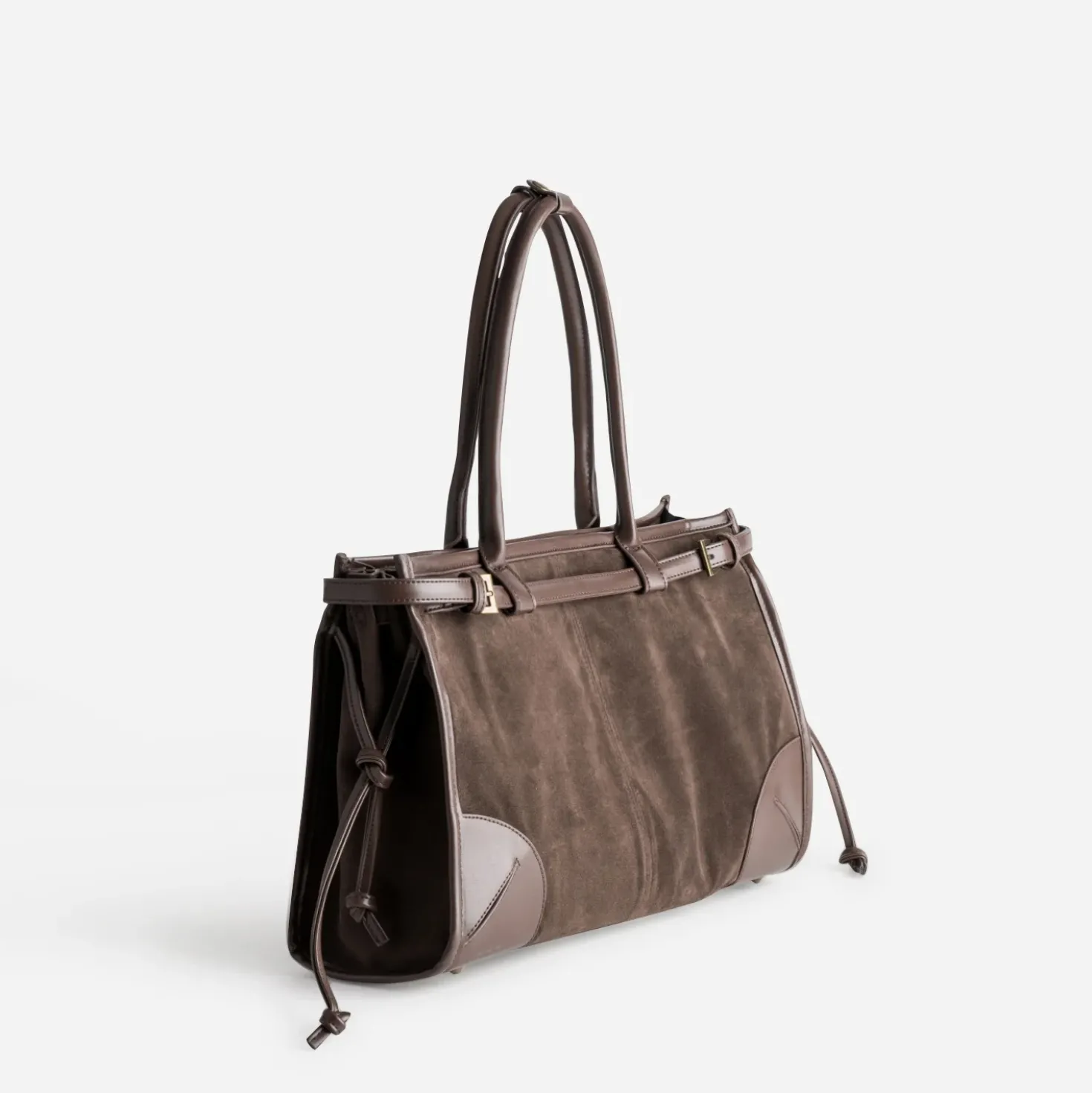 Sac à main marron bi-matière
