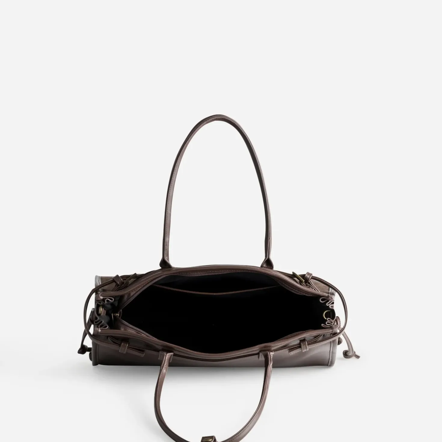 Sac à main marron bi-matière