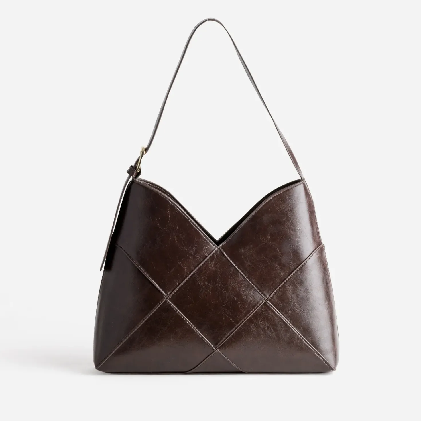Sac à main marron effet patchwork