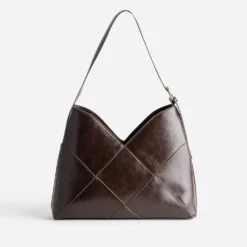 Sac à main marron effet patchwork