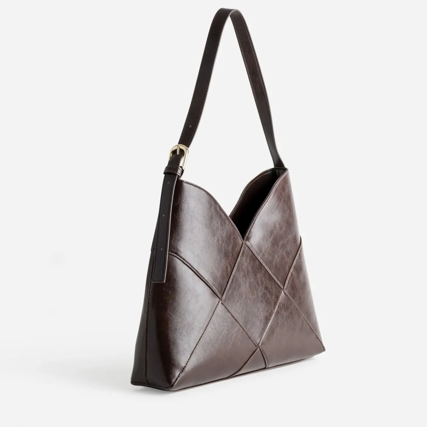 Sac à main marron effet patchwork