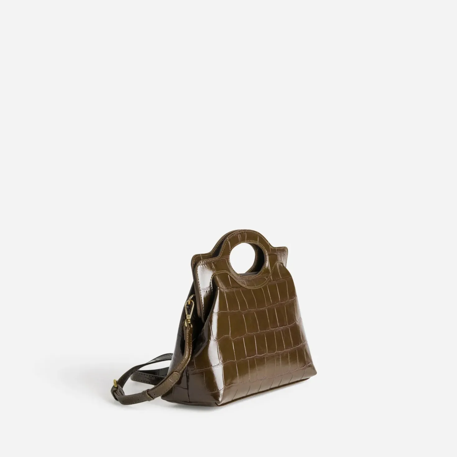 Sac à main marron embossé effet croco