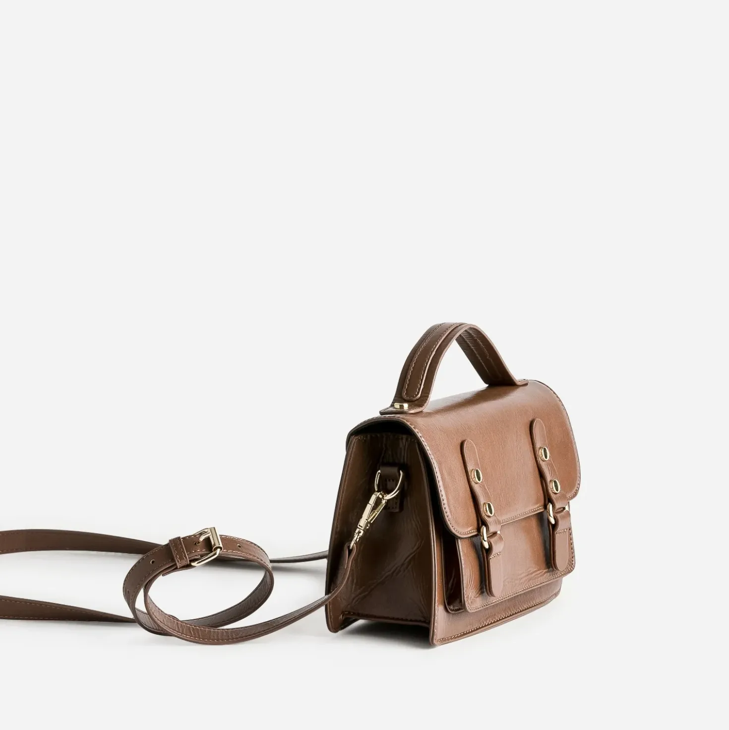 Sac à main marron esprit cartable
