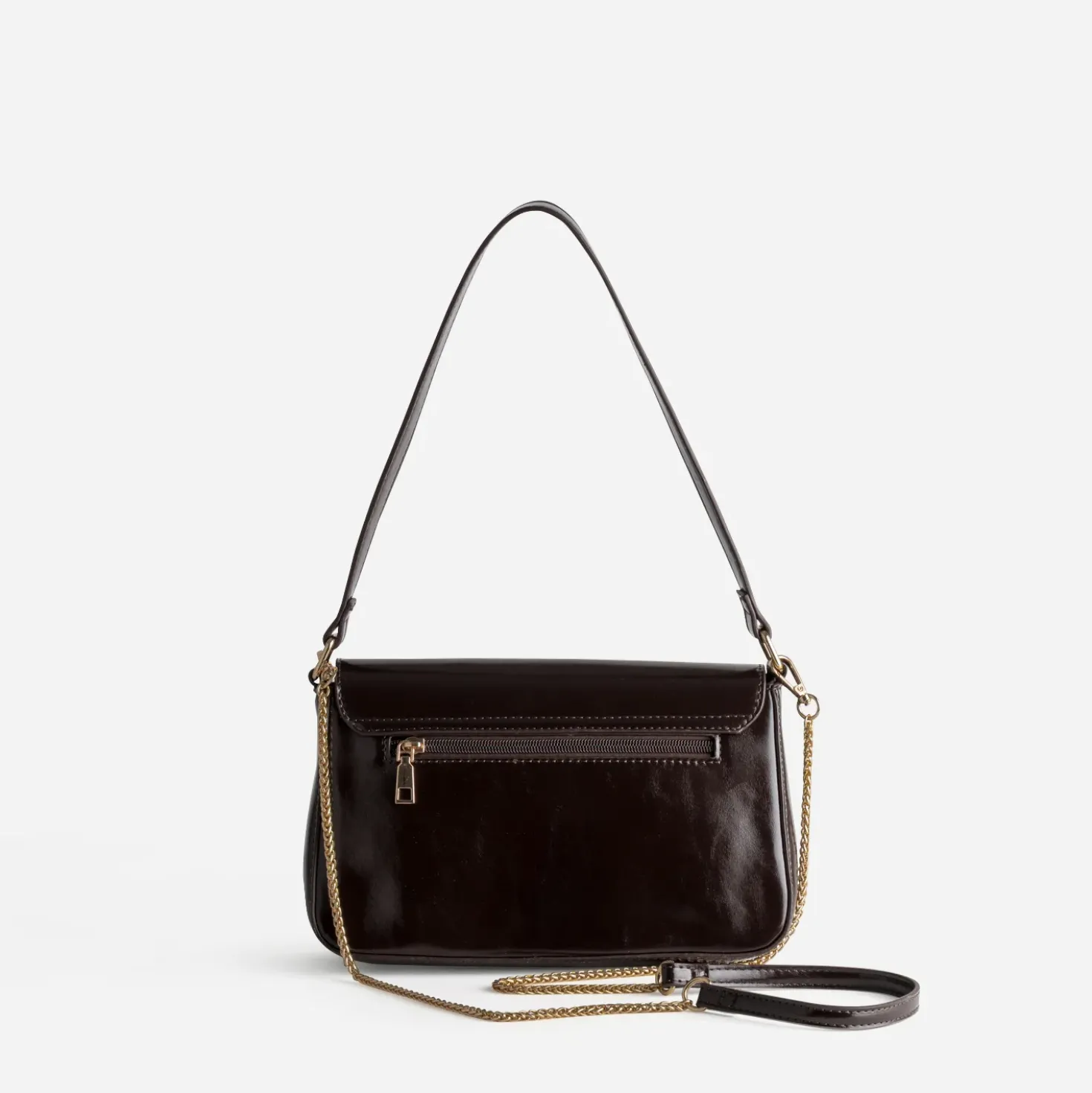 Sac à main marron glacé détail doré