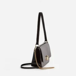 Sac à main marron glacé détail doré