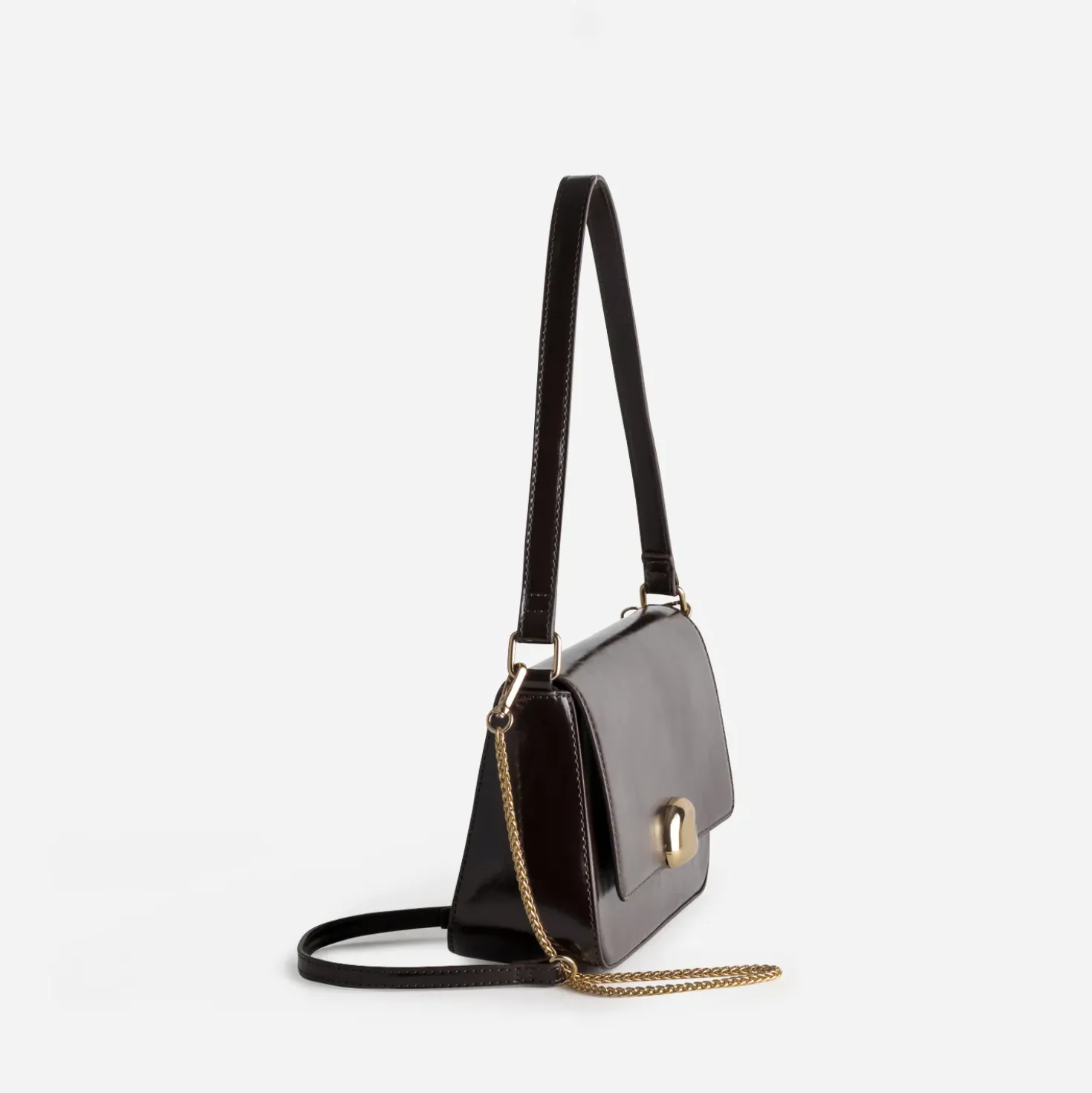 Sac à main marron glacé détail doré