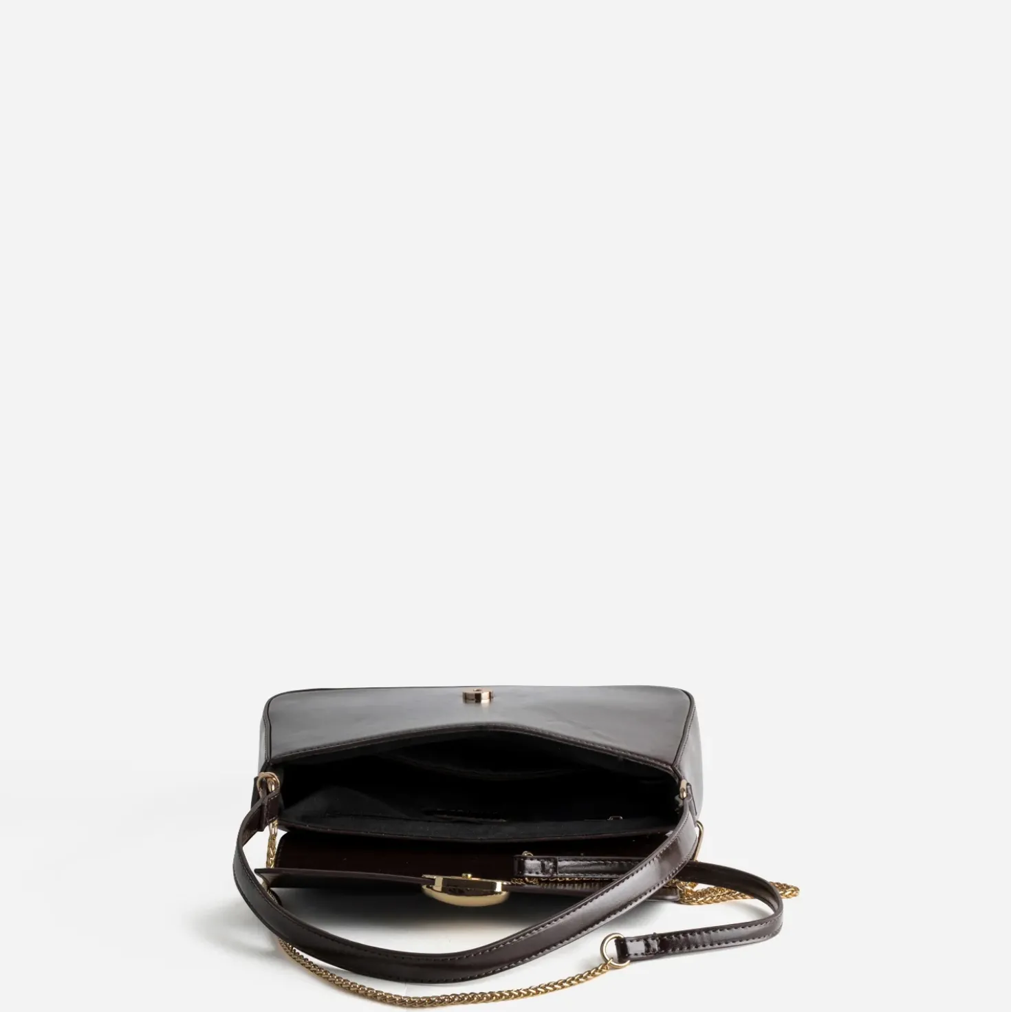 Sac à main marron glacé détail doré