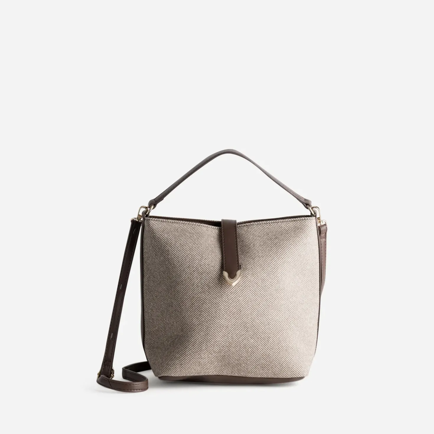 Sac à main marron motif chevrons