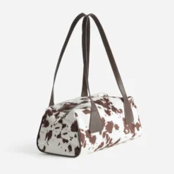 Sac à main marron motif vache