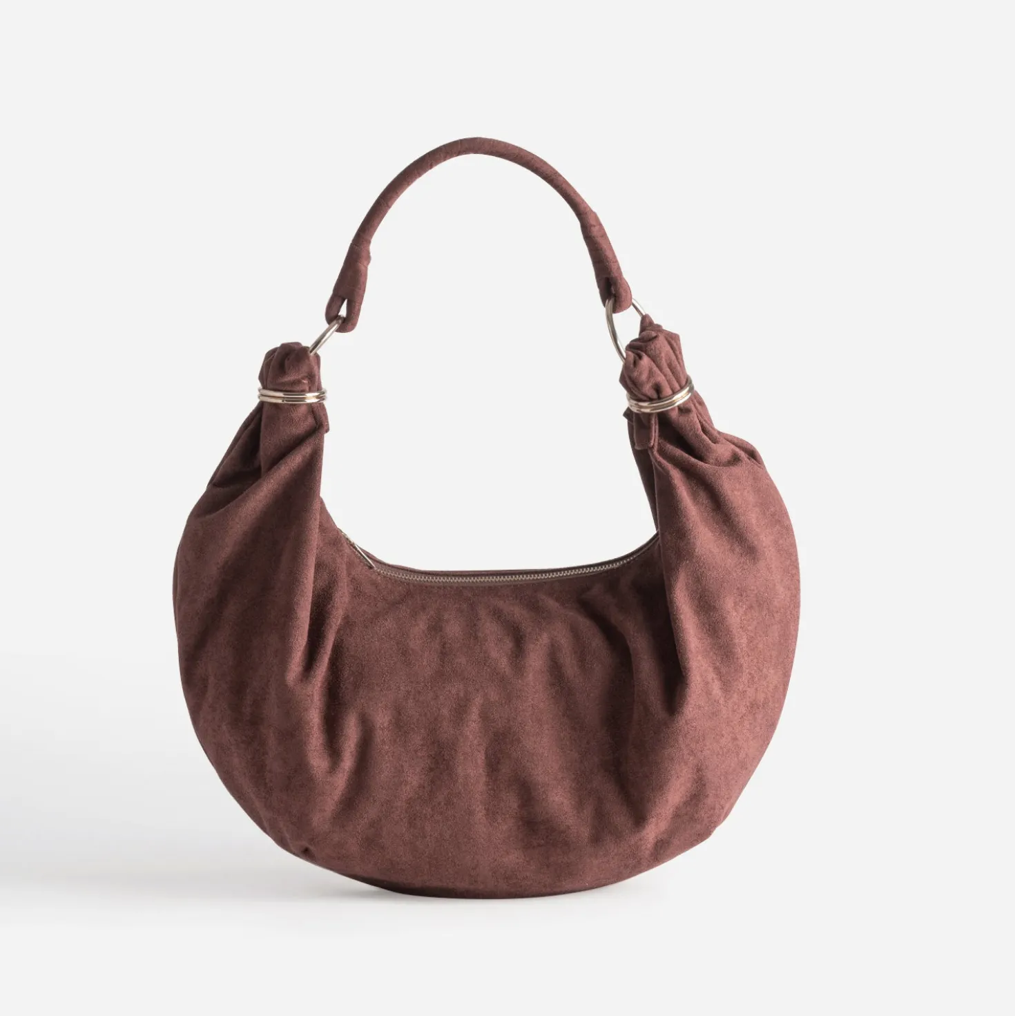 Sac à main marron rougi suédé