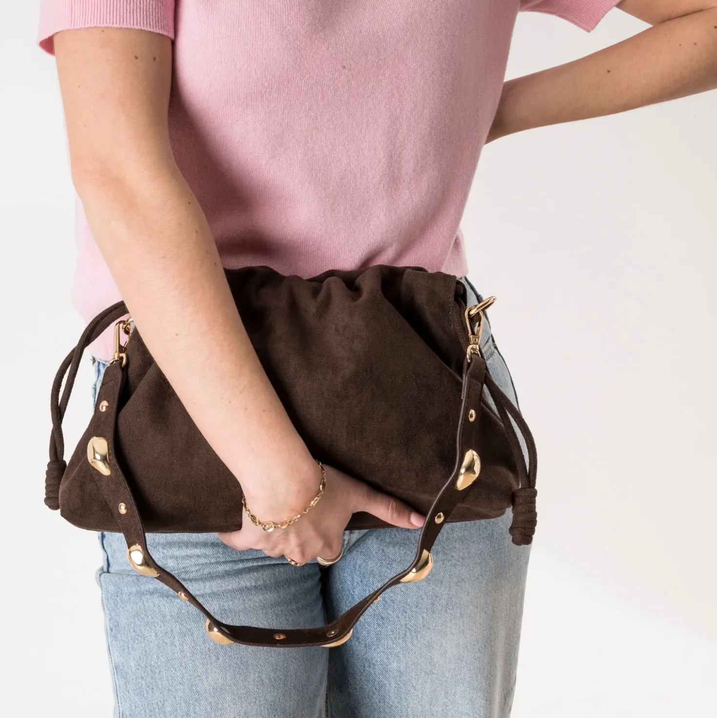 Sac à main marron suédé