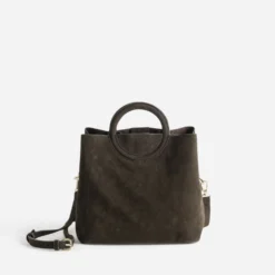 Sac à main marron suédé trois compartiments