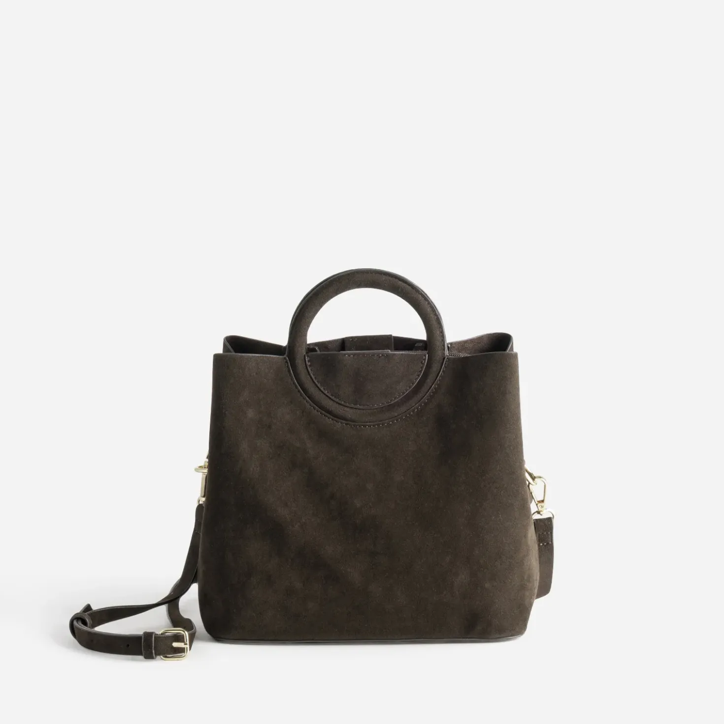 Sac à main marron suédé trois compartiments