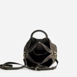 Sac à main marron suédé trois compartiments