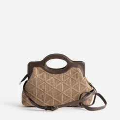 Sac à main marron tressé