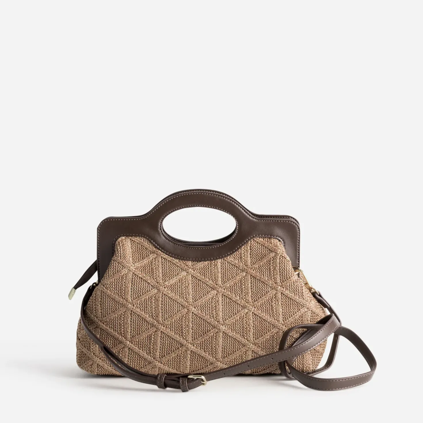 Sac à main marron tressé