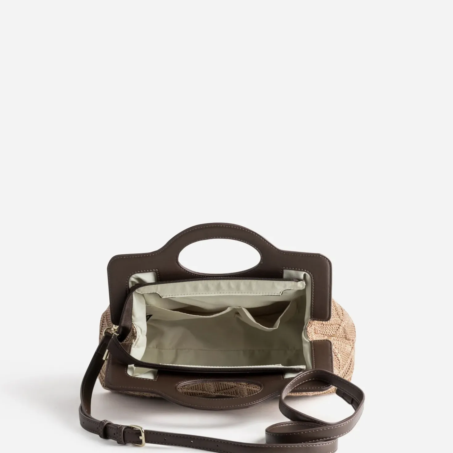 Sac à main marron tressé