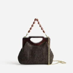 Sac à main marron tressé