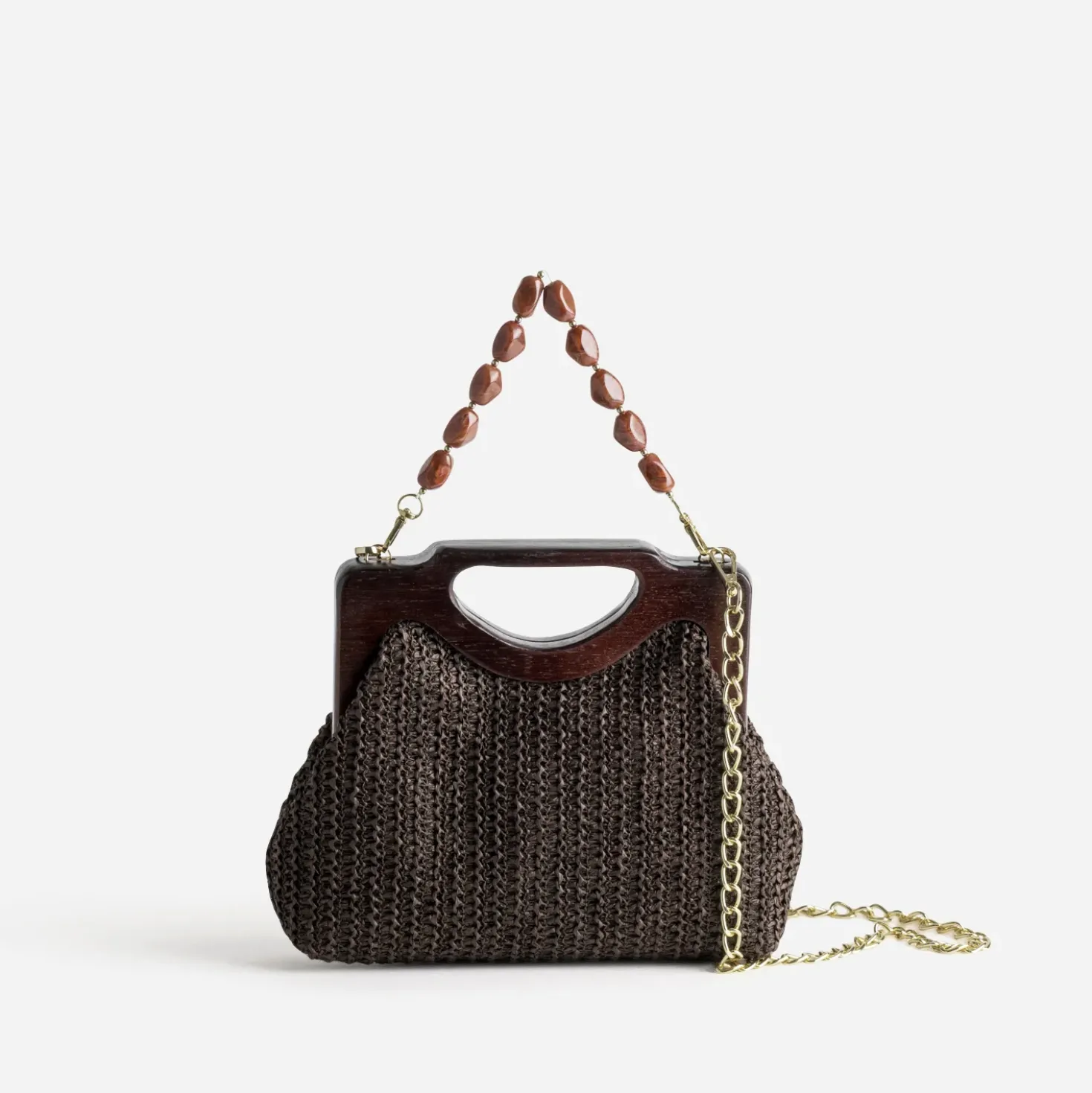 Sac à main marron tressé