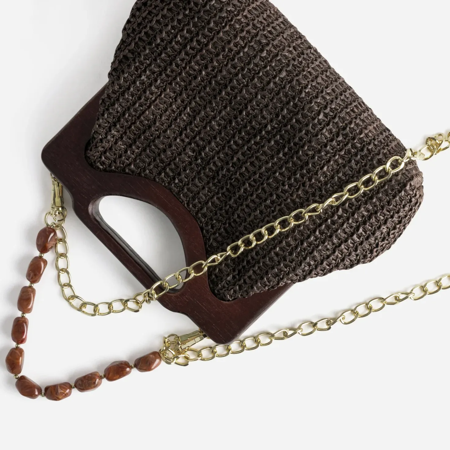 Sac à main marron tressé