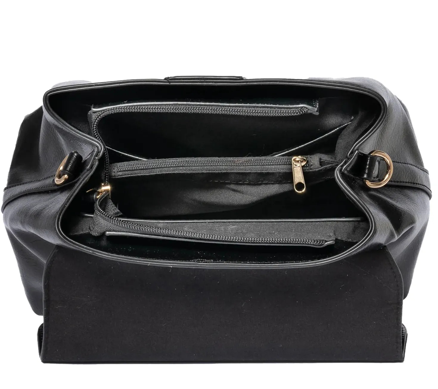 Sac à main noir avec boucle ronde métal