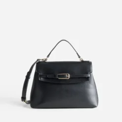Sac à main noir décor ceinture