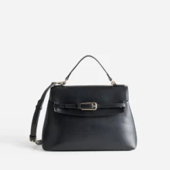 Sac à main noir décor ceinture