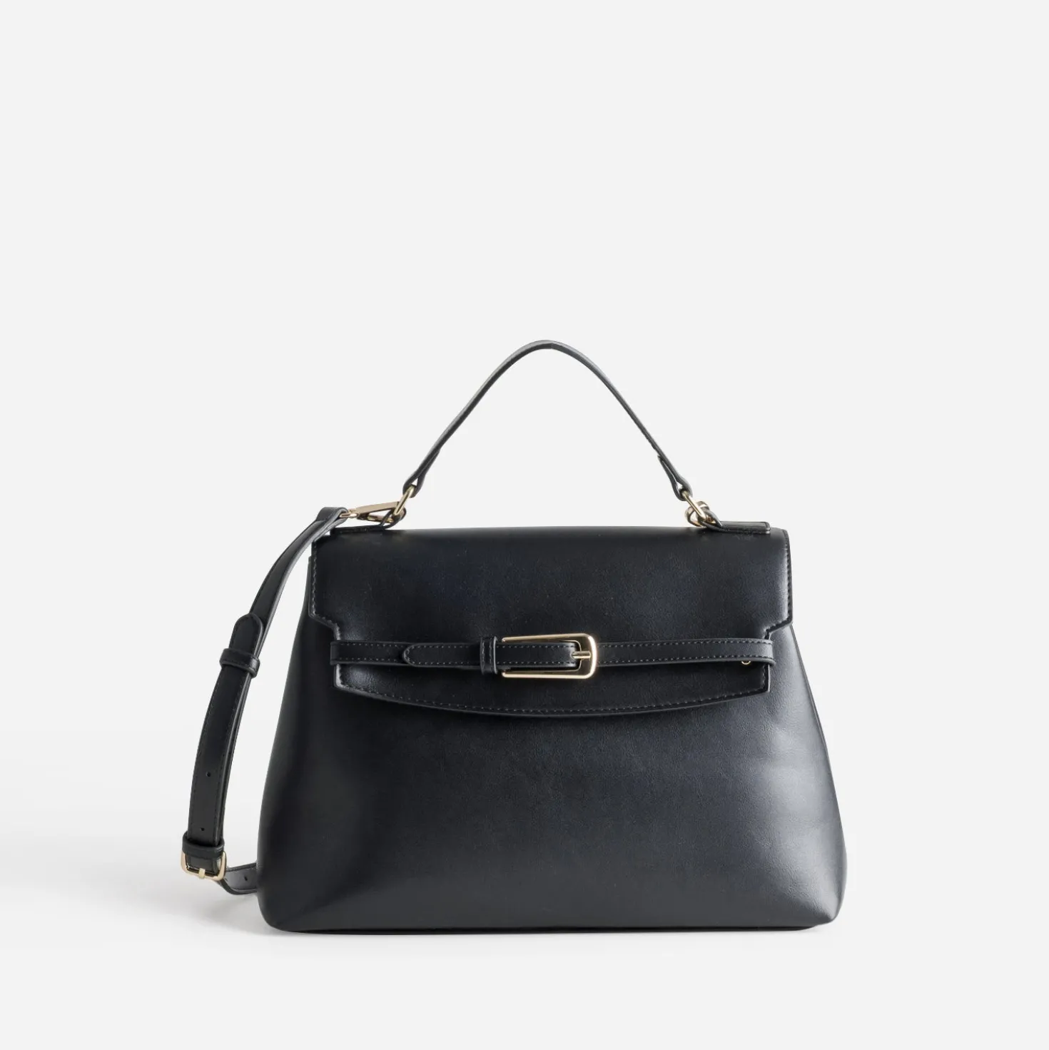 Sac à main noir décor ceinture