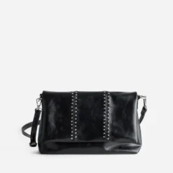 Sac à main noir décor clous