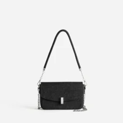 Sac à main noir effet denim