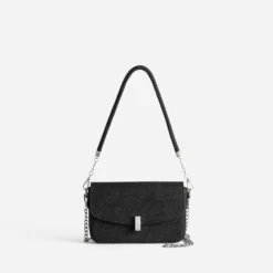 Sac à main noir effet denim
