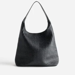Sac à main noir effet tressé