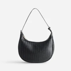 Sac à main noir effet tressé