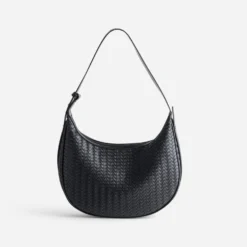 Sac à main noir effet tressé