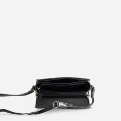 Sac à main noir embossage effet croco